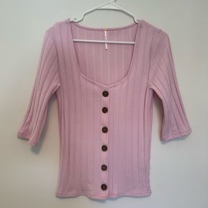 NEW! Free People button front 3/4 sleeve top
